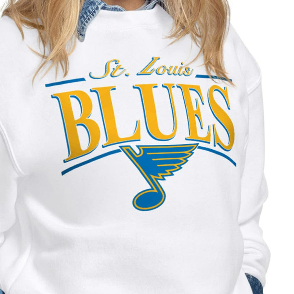St. Louis Blues Starter Women's Arch Stripe Fleece Sweatshirt - White | NHL Lifestyle