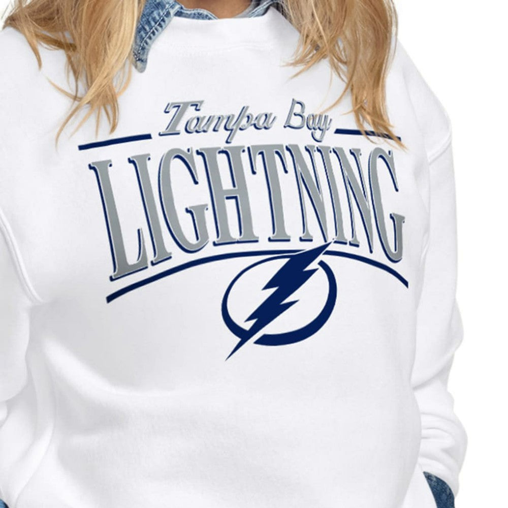 Tampa Bay Lightning Starter Women's Arch Stripe Fleece Sweatshirt - White | NHL discount