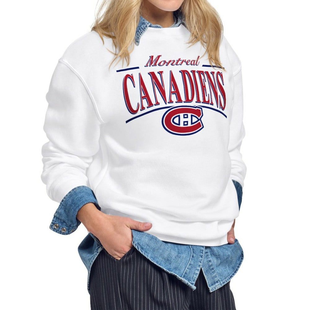 Montreal Canadiens Starter Women's Arch Stripe Fleece Sweatshirt - White | NHL Clearance