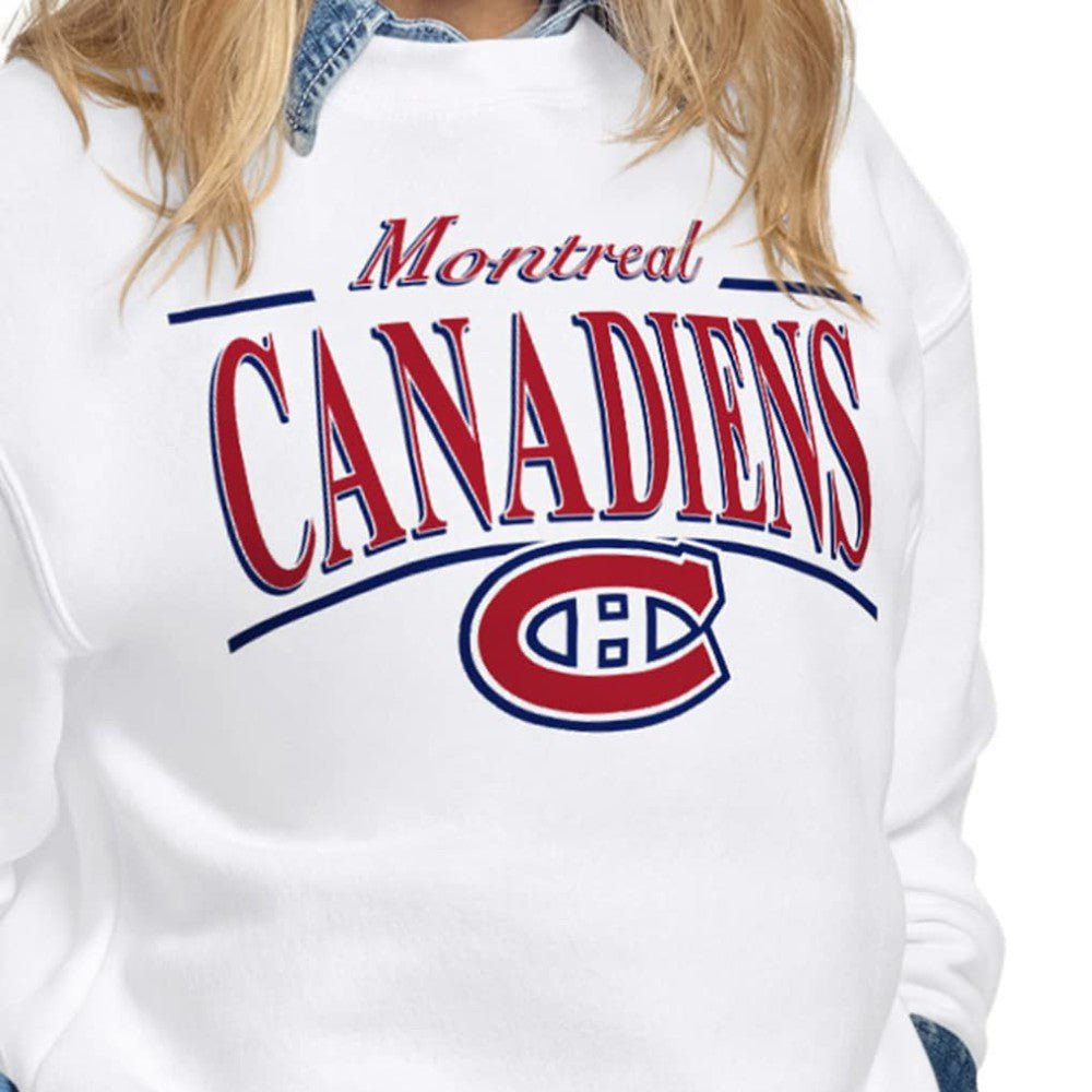 Montreal Canadiens Starter Women's Arch Stripe Fleece Sweatshirt - White | NHL Clearance