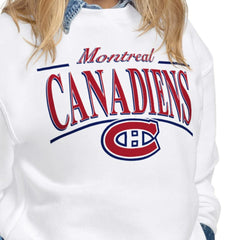 Montreal Canadiens Starter Women's Arch Stripe Fleece Sweatshirt - White | NHL Clearance