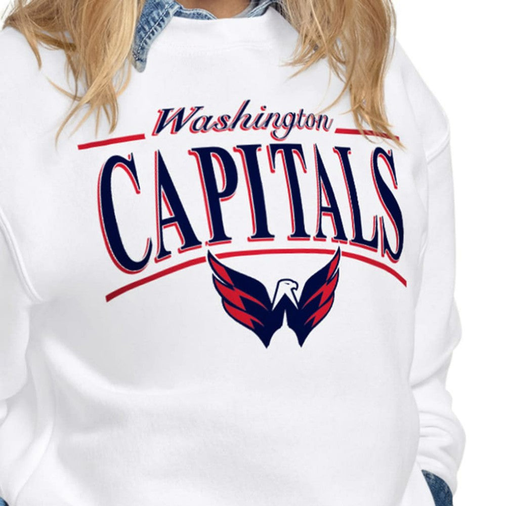 Washington Capitals Starter Women's Arch Stripe Fleece Sweatshirt - White | NHL discount