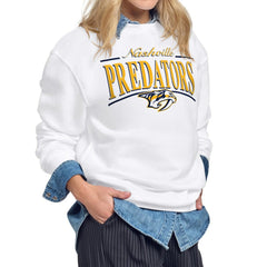 Nashville Predators Starter Women's Arch Stripe Fleece Sweatshirt - White | NHL discount