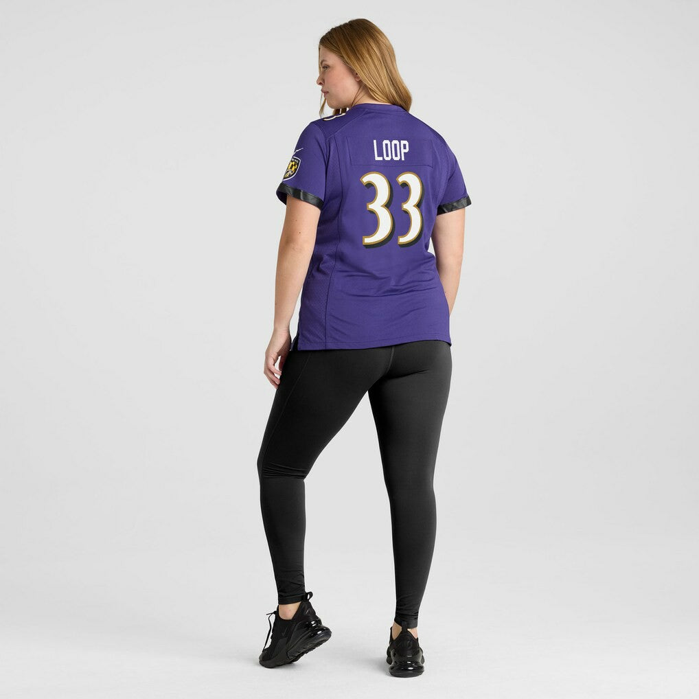 Tyler Loop Baltimore Ravens Women's Team Game Jersey - Purple - Nike