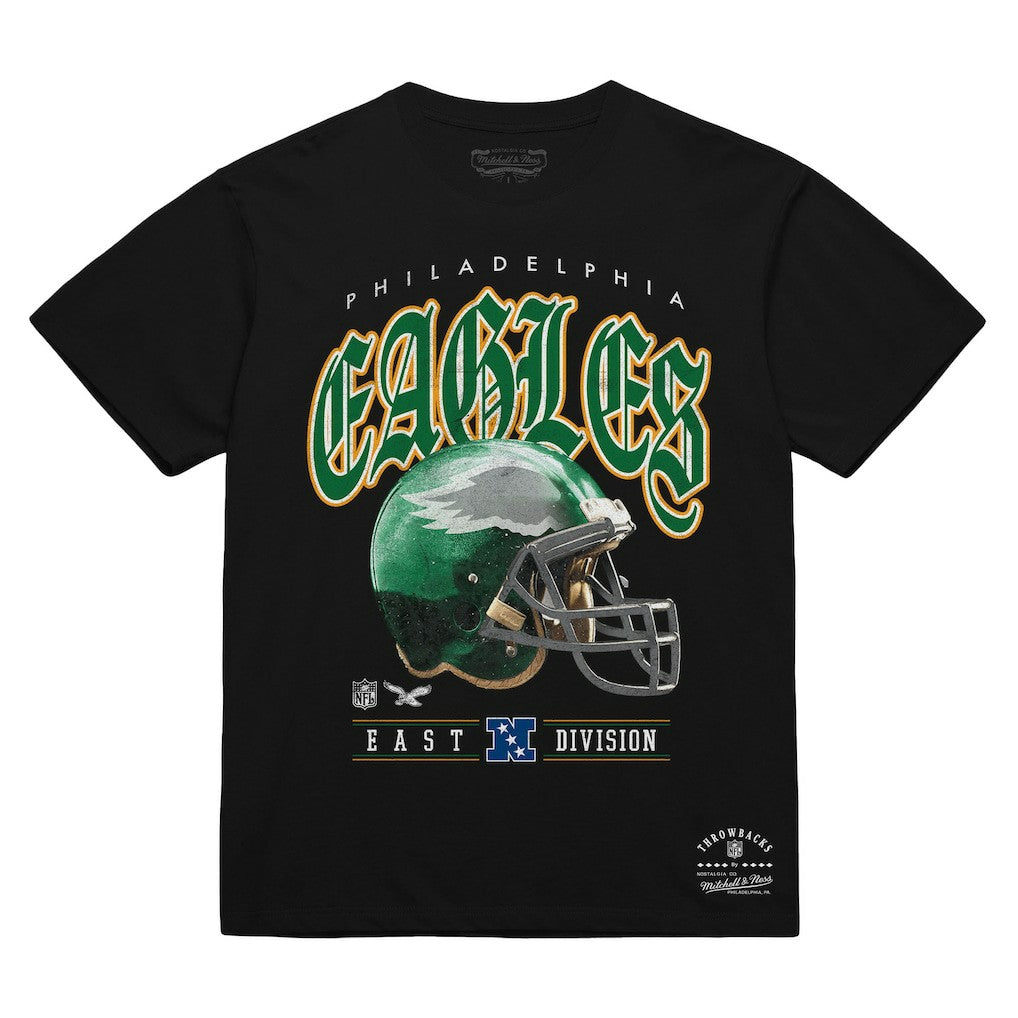 Philadelphia Eagles Unisex Classic Helmet T-Shirt - Black - Mitchell & Ness