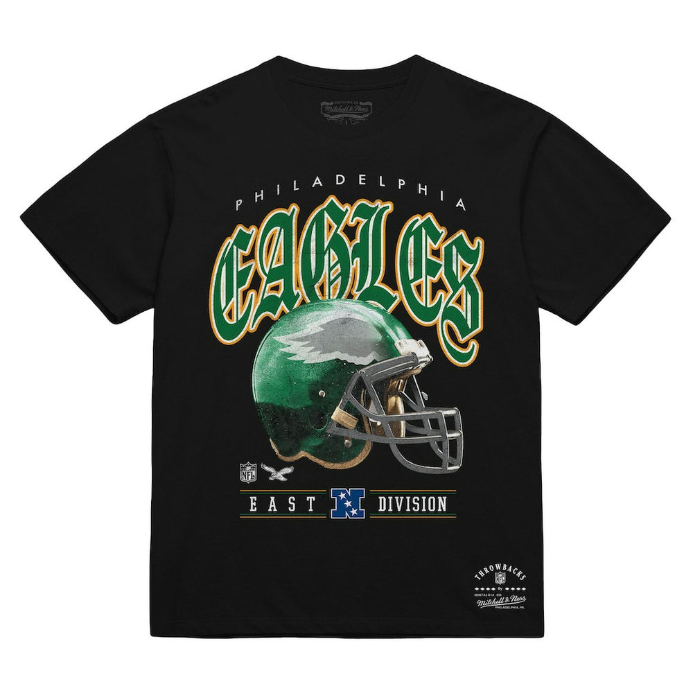 Philadelphia Eagles Unisex Classic Helmet T-Shirt - Black - Mitchell & Ness