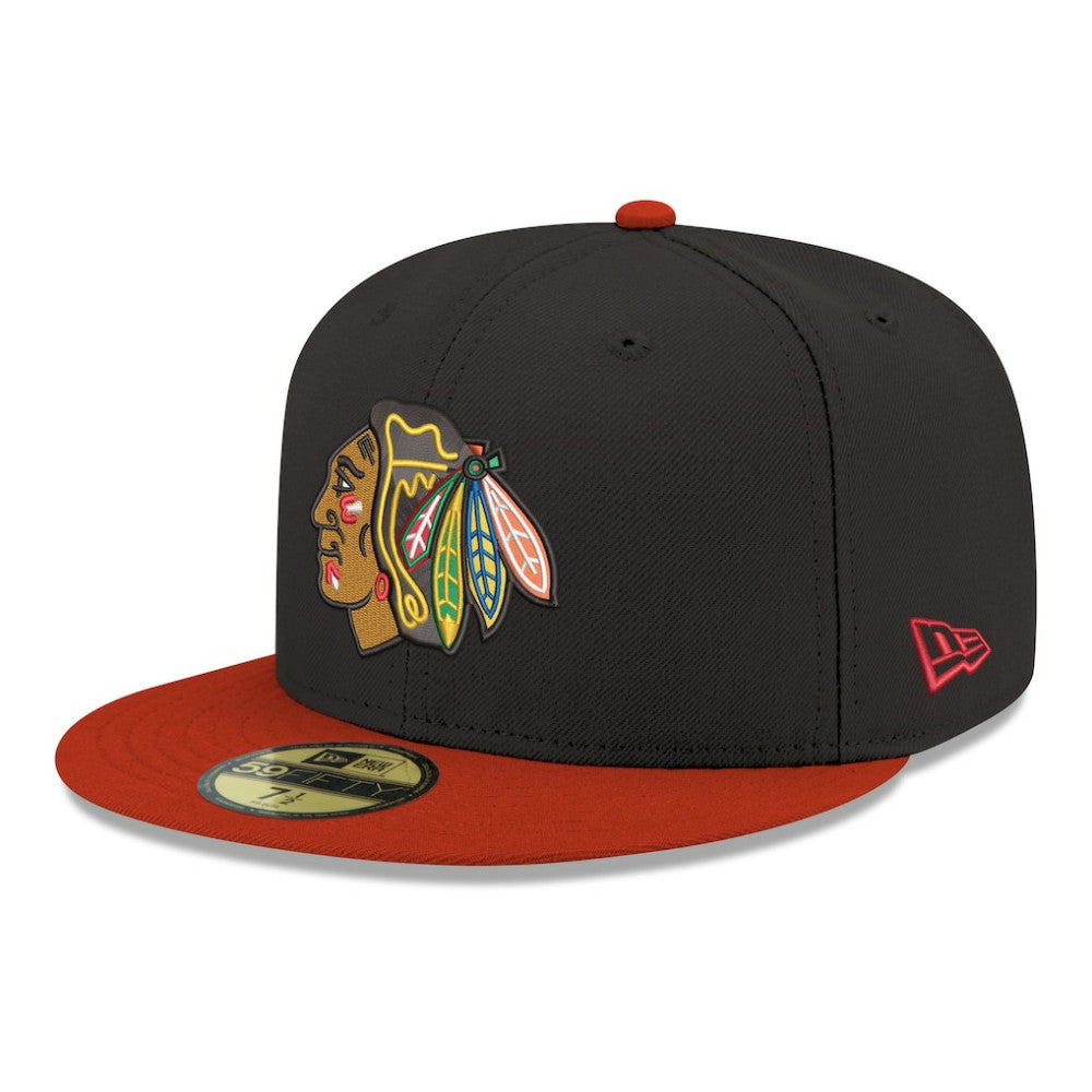 Chicago Blackhawks New Era Core Logo Two-Tone 59FIFTY Fitted Hat - Black | New Era discount