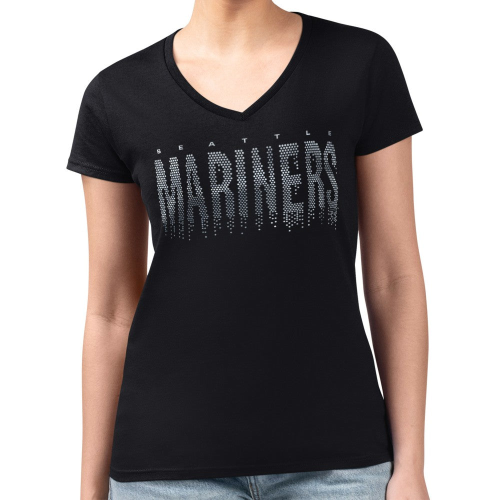 Seattle Mariners G-III 4Her by Carl Banks Women's Metallic Drop Lightweight V-Neck T-Shirt Near Me