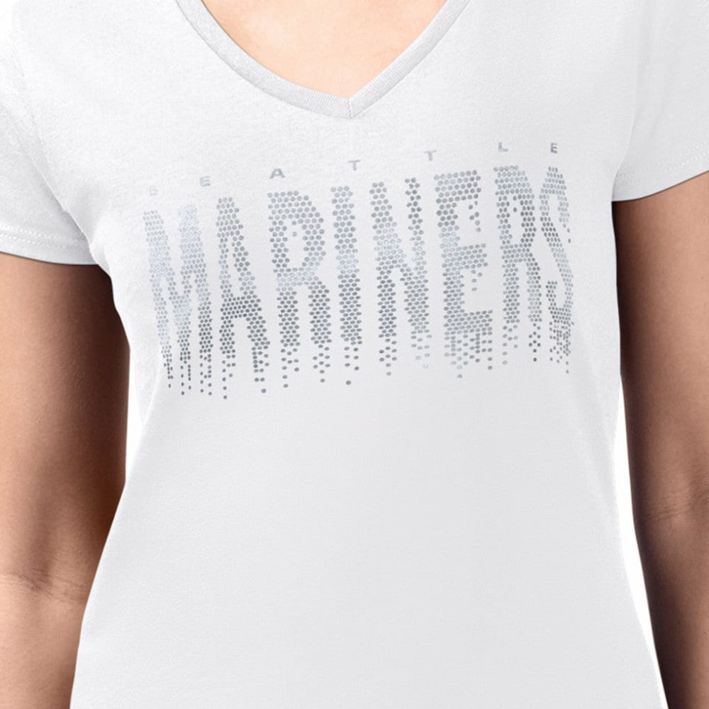 Seattle Mariners G-III 4Her by Carl Banks Women's Metallic Drop Lightweight V-Neck T-Shirt Discount