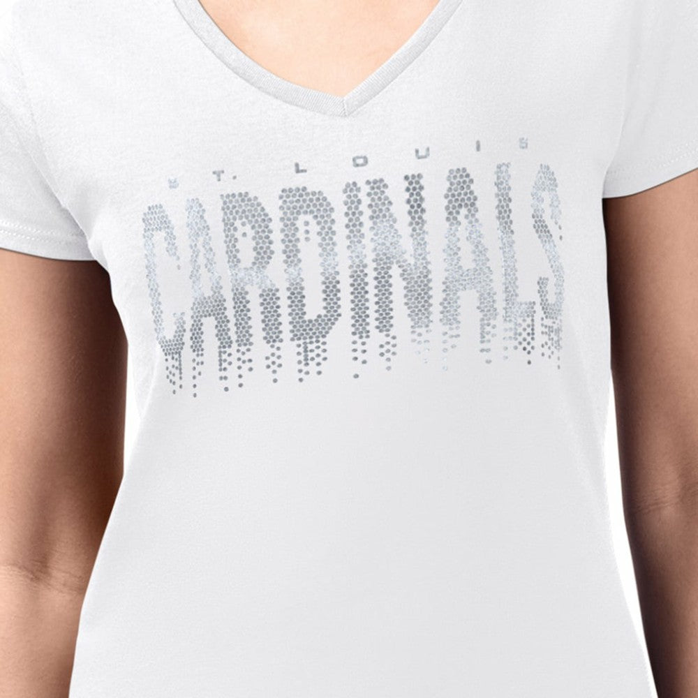 St. Louis Cardinals G-III 4Her by Carl Banks Women's Metallic Drop Lightweight V-Neck T-Shirt Outlet