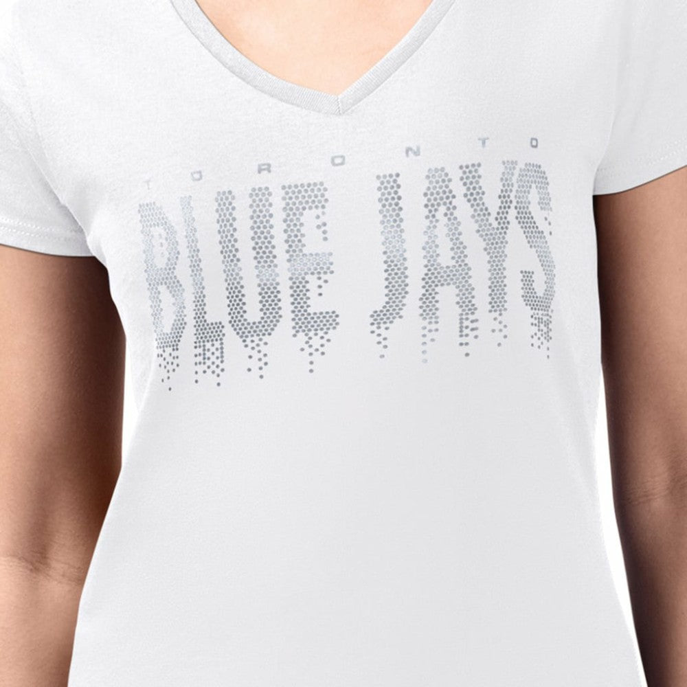 Toronto Blue Jays G-III 4Her by Carl Banks Women's Metallic Drop Lightweight V-Neck T-Shirt Online