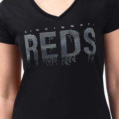 Cincinnati Reds G-III 4Her by Carl Banks Women's Metallic Drop Lightweight V-Neck T-Shirt Online