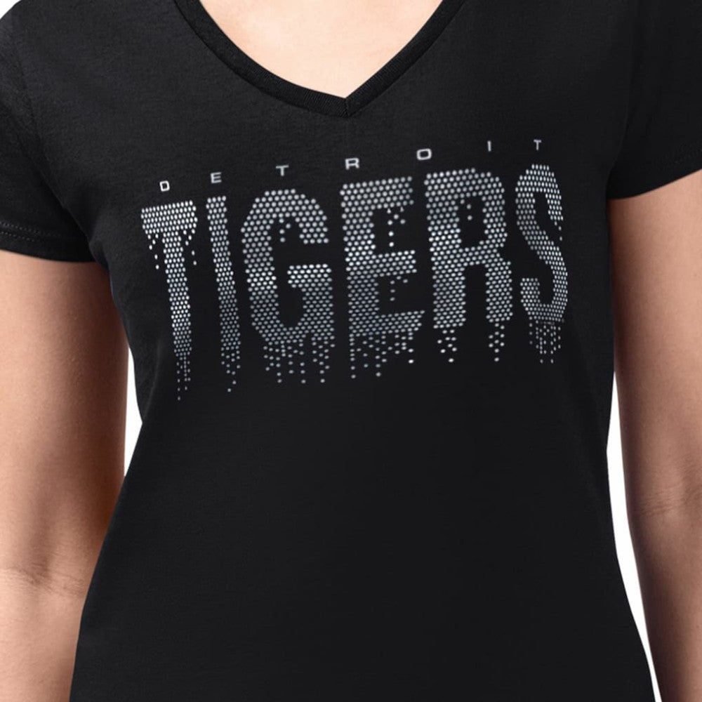 Detroit Tigers G-III 4Her by Carl Banks Women's Metallic Drop Lightweight V-Neck T-Shirt for sale