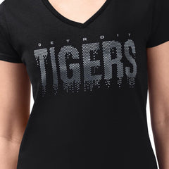 Detroit Tigers G-III 4Her by Carl Banks Women's Metallic Drop Lightweight V-Neck T-Shirt for sale