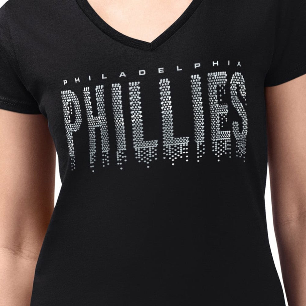 Philadelphia Phillies G-III 4Her by Carl Banks Women's Metallic Drop Lightweight V-Neck T-Shirt Outlet