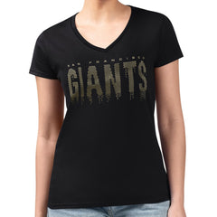 San Francisco Giants G-III 4Her by Carl Banks Women's Metallic Drop Lightweight V-Neck T-Shirt Outlet