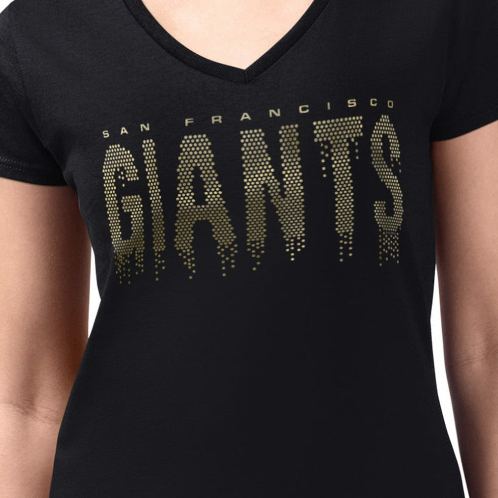 San Francisco Giants G-III 4Her by Carl Banks Women's Metallic Drop Lightweight V-Neck T-Shirt Outlet