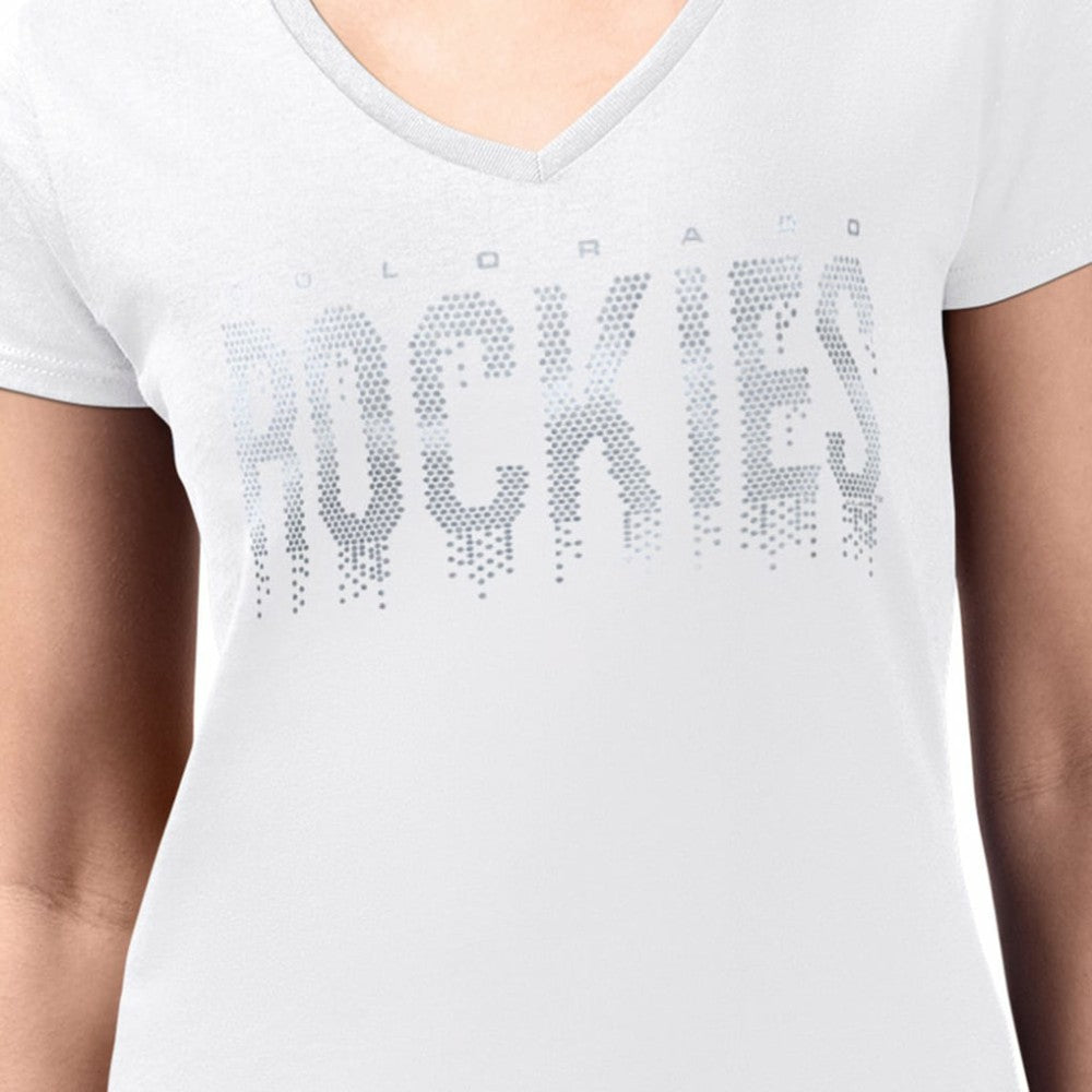 Colorado Rockies G-III 4Her by Carl Banks Women's Metallic Drop Lightweight V-Neck T-Shirt Sale