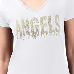 Los Angeles Angels G-III 4Her by Carl Banks Women's Metallic Drop Lightweight V-Neck T-Shirt Sale