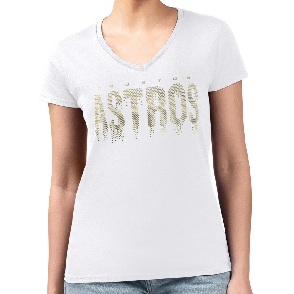 Houston Astros G-III 4Her by Carl Banks Women's Metallic Drop Lightweight V-Neck T-Shirt Discount