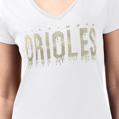 Baltimore Orioles G-III 4Her by Carl Banks Women's Metallic Drop Lightweight V-Neck T-Shirt Near Me