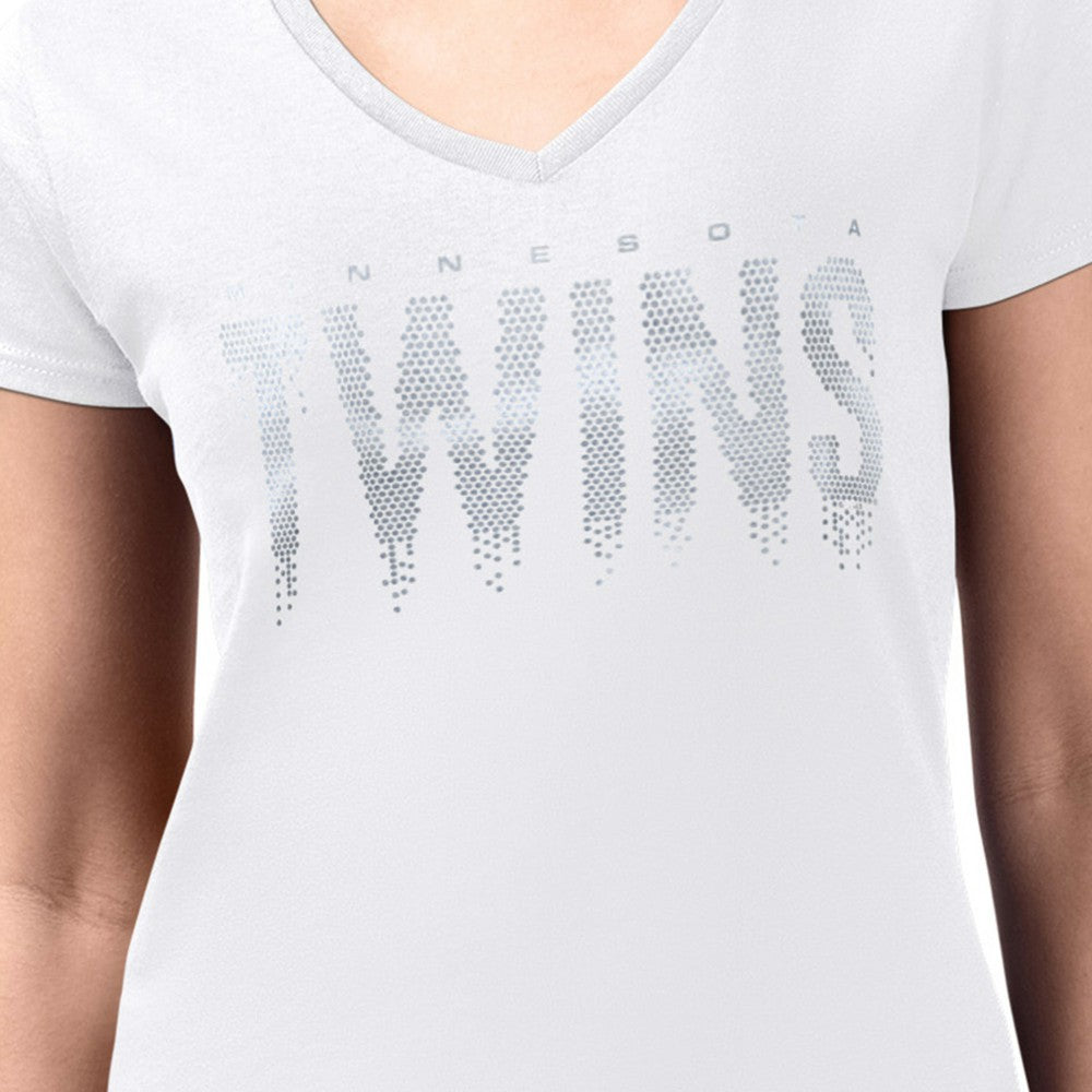 Minnesota Twins G-III 4Her by Carl Banks Women's Metallic Drop Lightweight V-Neck T-Shirt Sale
