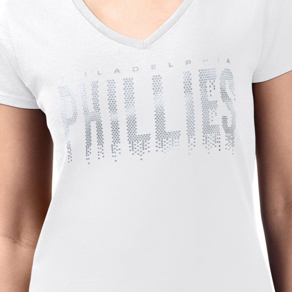 Philadelphia Phillies G-III 4Her by Carl Banks Women's Metallic Drop Lightweight V-Neck T-Shirt Discount