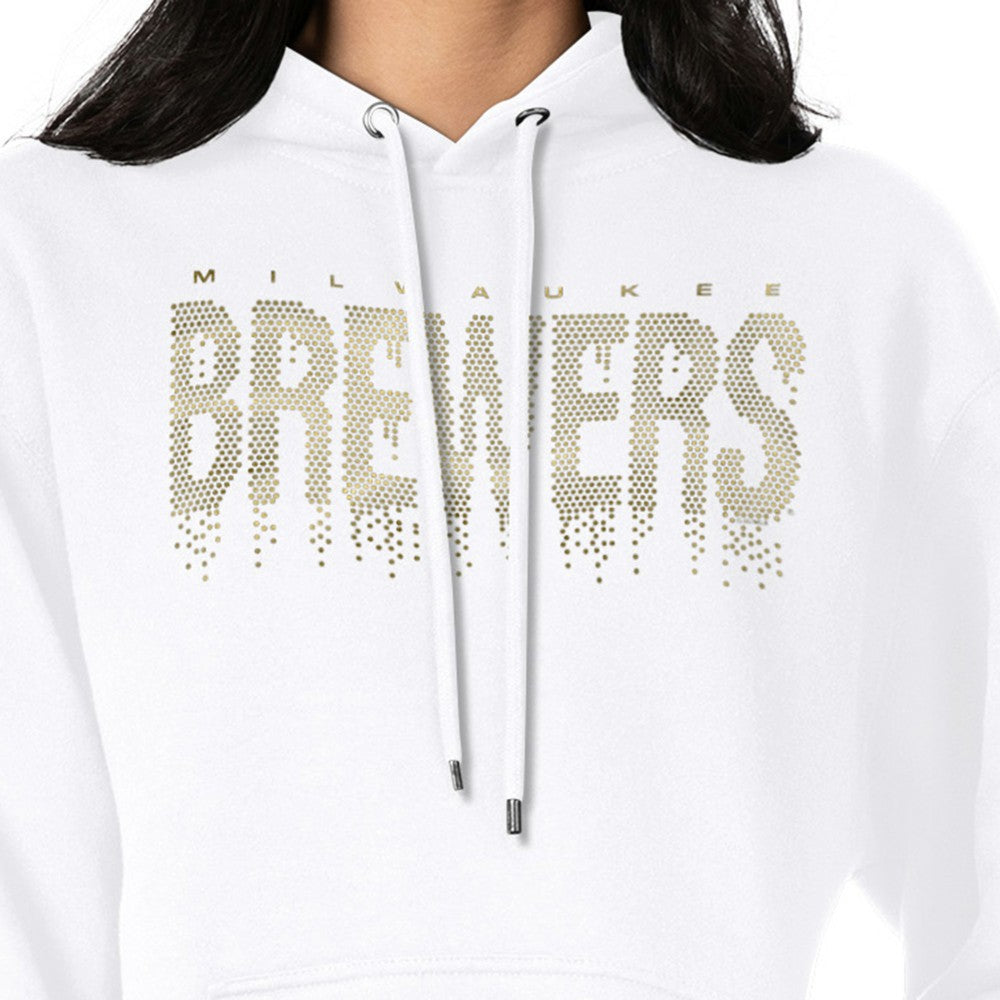 Milwaukee Brewers G-III 4Her by Carl Banks Women's Metallic Drop Fleece Hoodie Sale