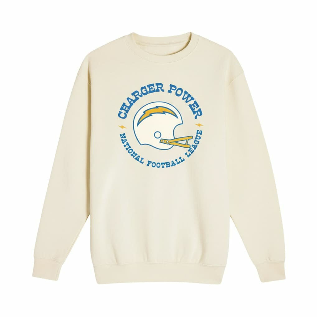 Los Angeles Chargers The Wild Collective Unisex Charger Power Fleece Sweatshirt - Cream - NFL