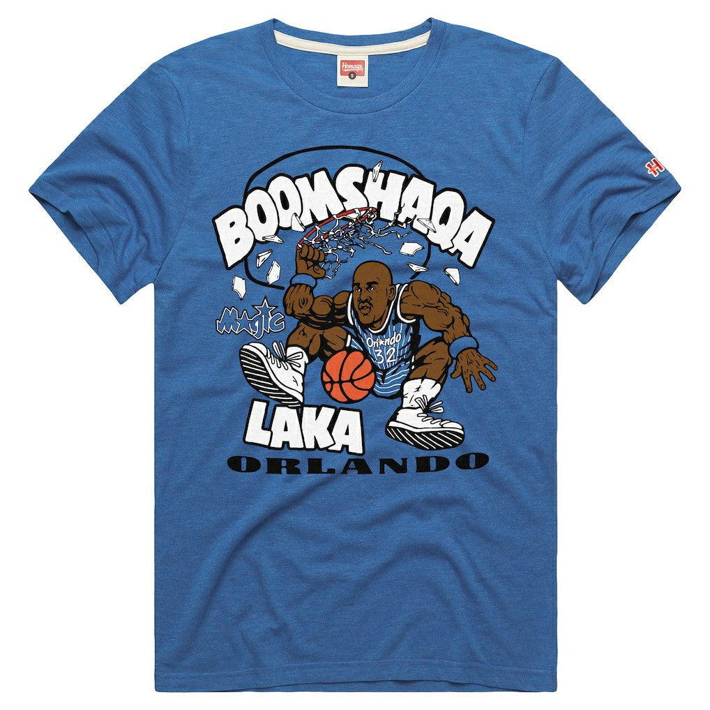 Shaquille O'Neal Orlando Magic Homage Unisex Boomshaqalaka Tri-Blend T-Shirt Blue