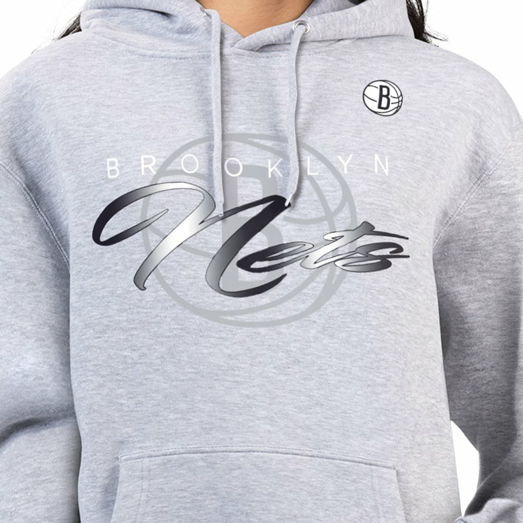 Brooklyn Nets G-III 4Her by Carl Banks Women's Shadow Logo Tri-Blend Fleece Hoodie Gray