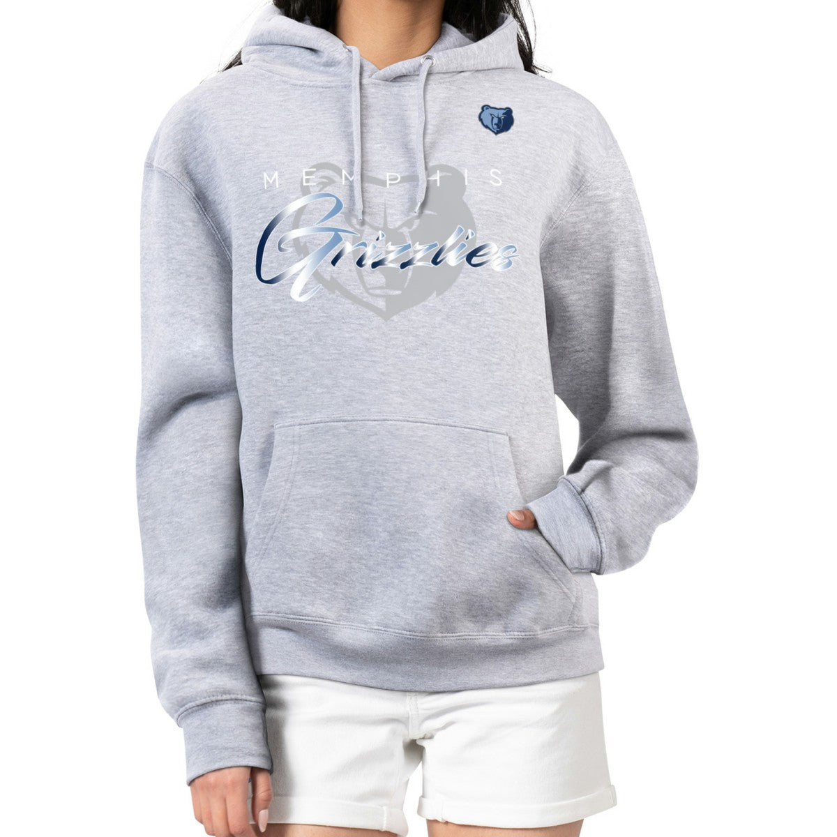 Memphis Grizzlies G-III 4Her by Carl Banks Women's Shadow Logo Tri-Blend Fleece Hoodie Gray