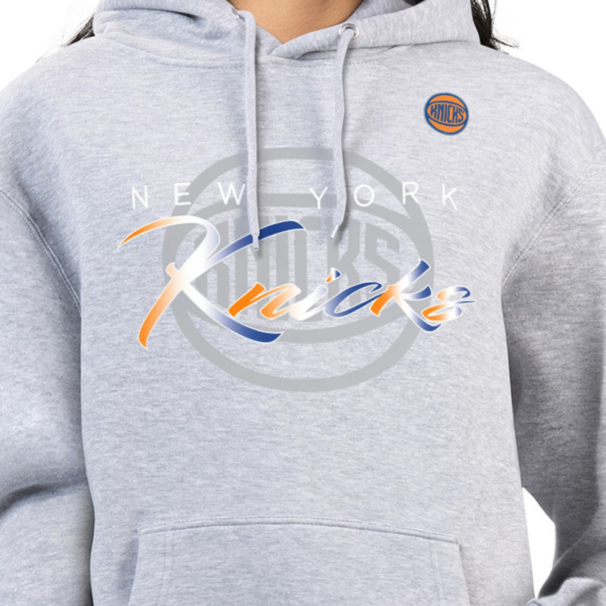 New York Knicks G-III 4Her by Carl Banks Women's Shadow Logo Tri-Blend Fleece Hoodie Gray