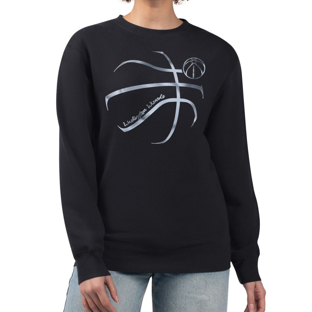 Washington Wizards G-III 4Her by Carl Banks Women's Metallic Print Basketball Sketch Fleece Sweatshirt Black