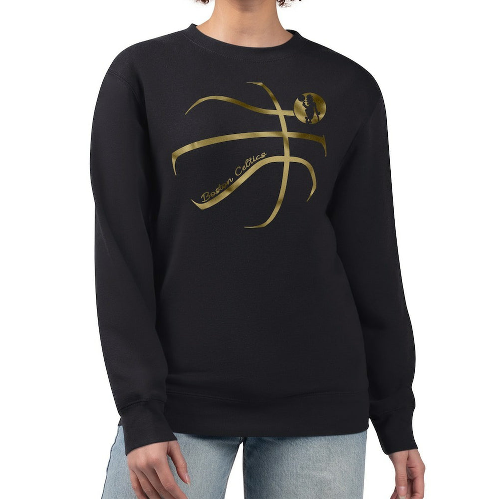 Boston Celtics G-III 4Her by Carl Banks Women's Metallic Print Basketball Sketch Fleece Sweatshirt Black