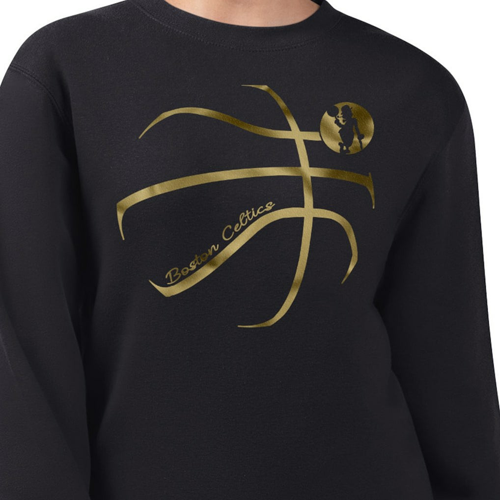 Boston Celtics G-III 4Her by Carl Banks Women's Metallic Print Basketball Sketch Fleece Sweatshirt Black