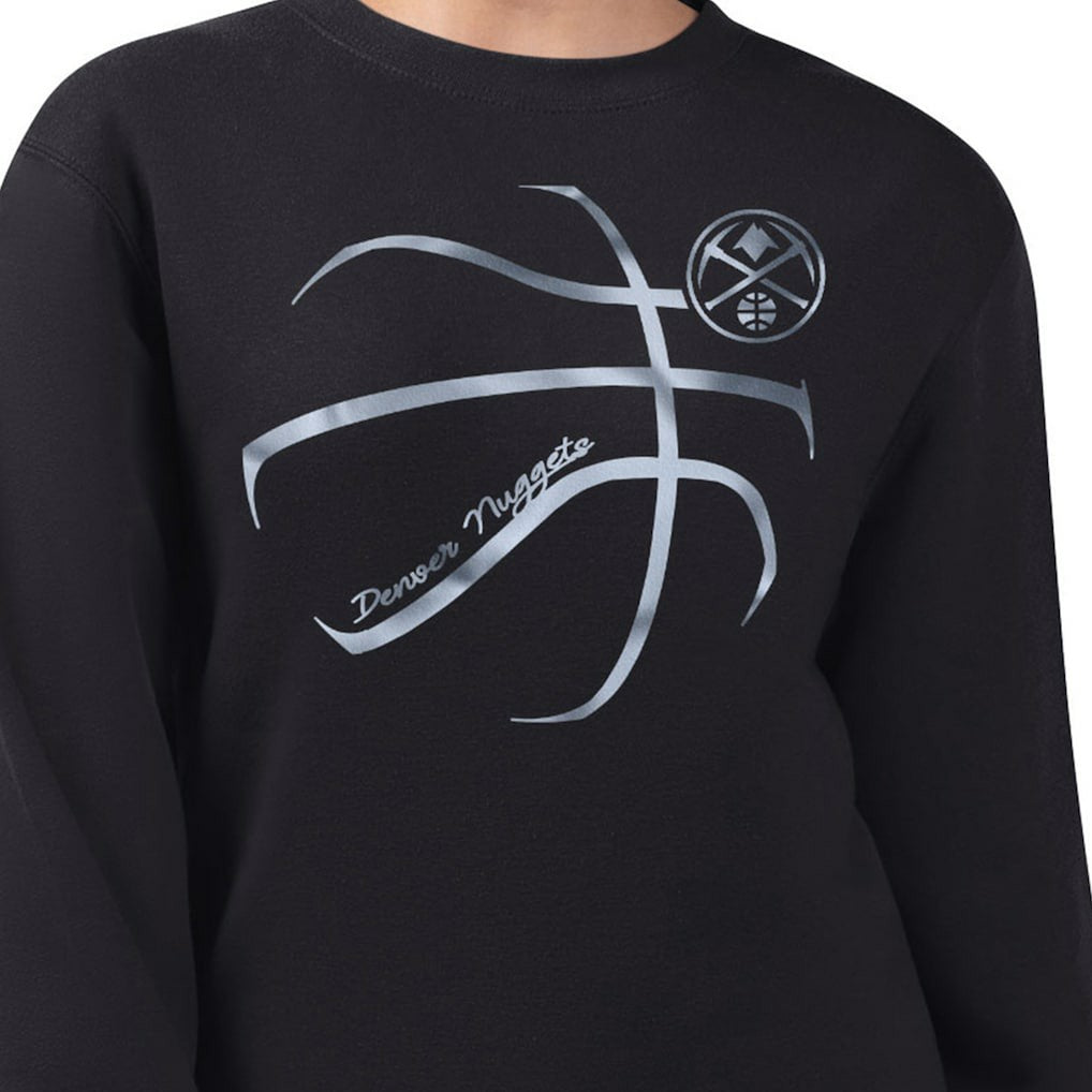 Denver Nuggets G-III 4Her by Carl Banks Women's Metallic Print Basketball Sketch Fleece Sweatshirt Black