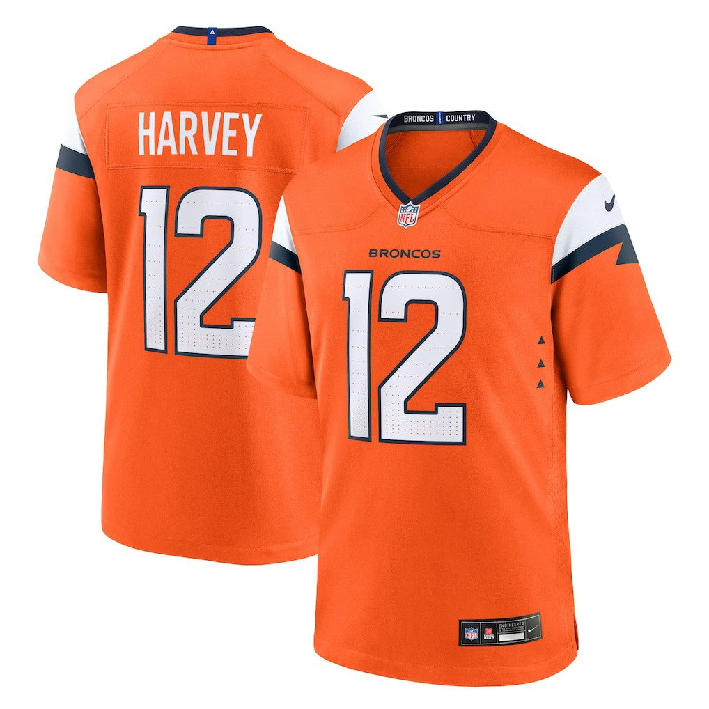 RJ Harvey Denver Broncos Team Game Jersey - Orange - Nike