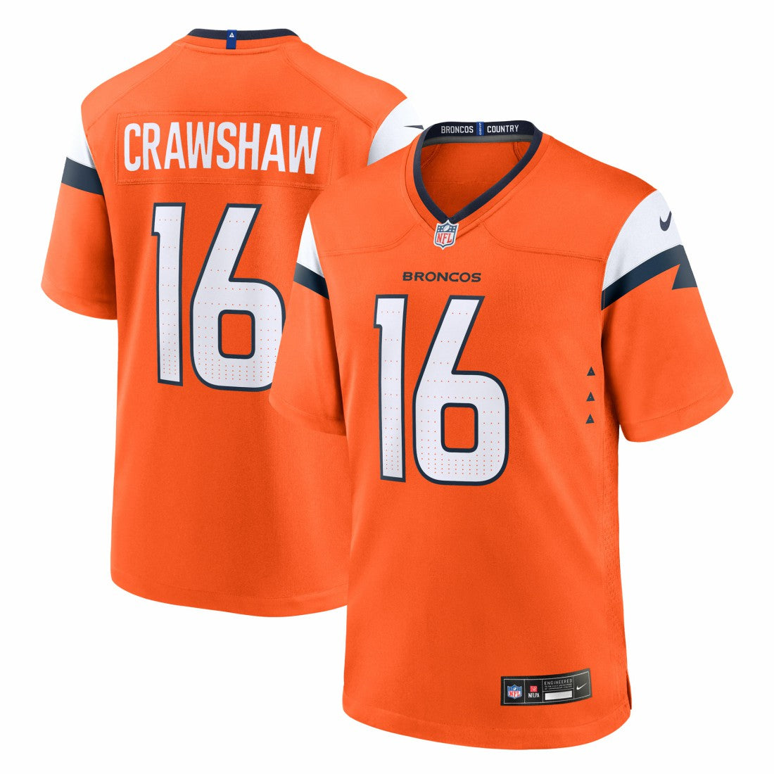 Jeremy Crawshaw Denver Broncos Team Game Jersey - Orange - Nike