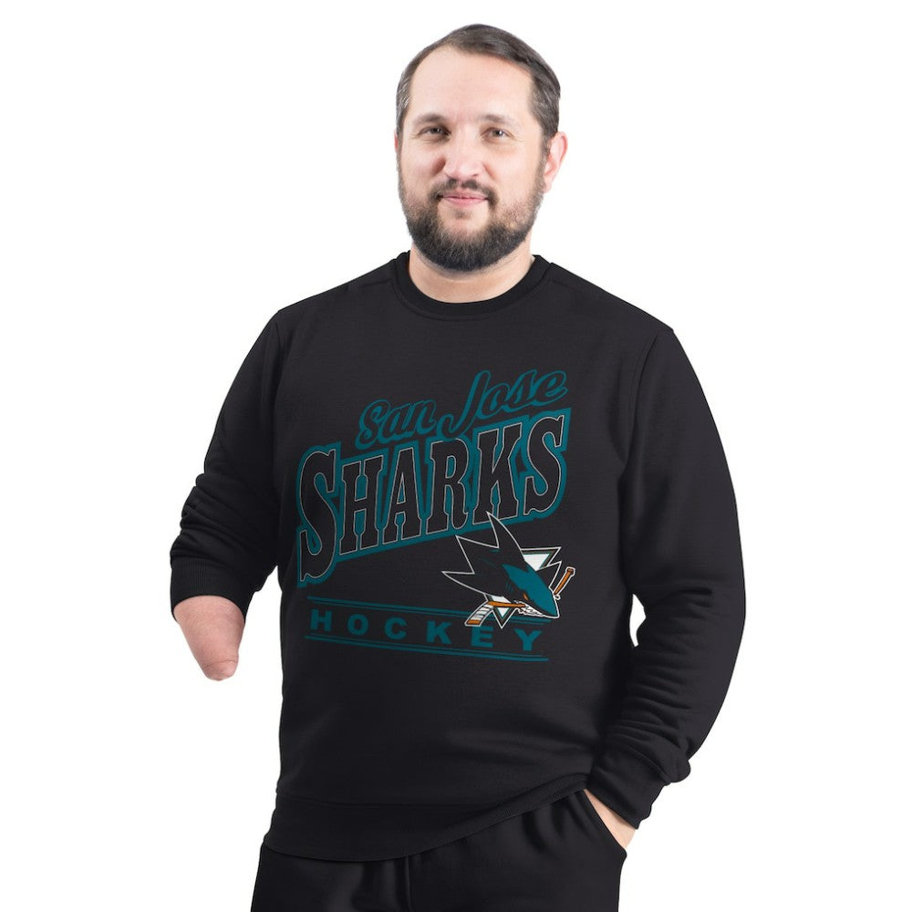 San Jose Sharks G-III Sports by Carl Banks Adaptive Headliner Fleece Sweatshirt - Black | NHL Lifestyle