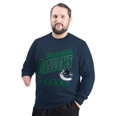 Vancouver Canucks G-III Sports by Carl Banks Adaptive Headliner Fleece Sweatshirt - Navy | NHL Lifestyle
