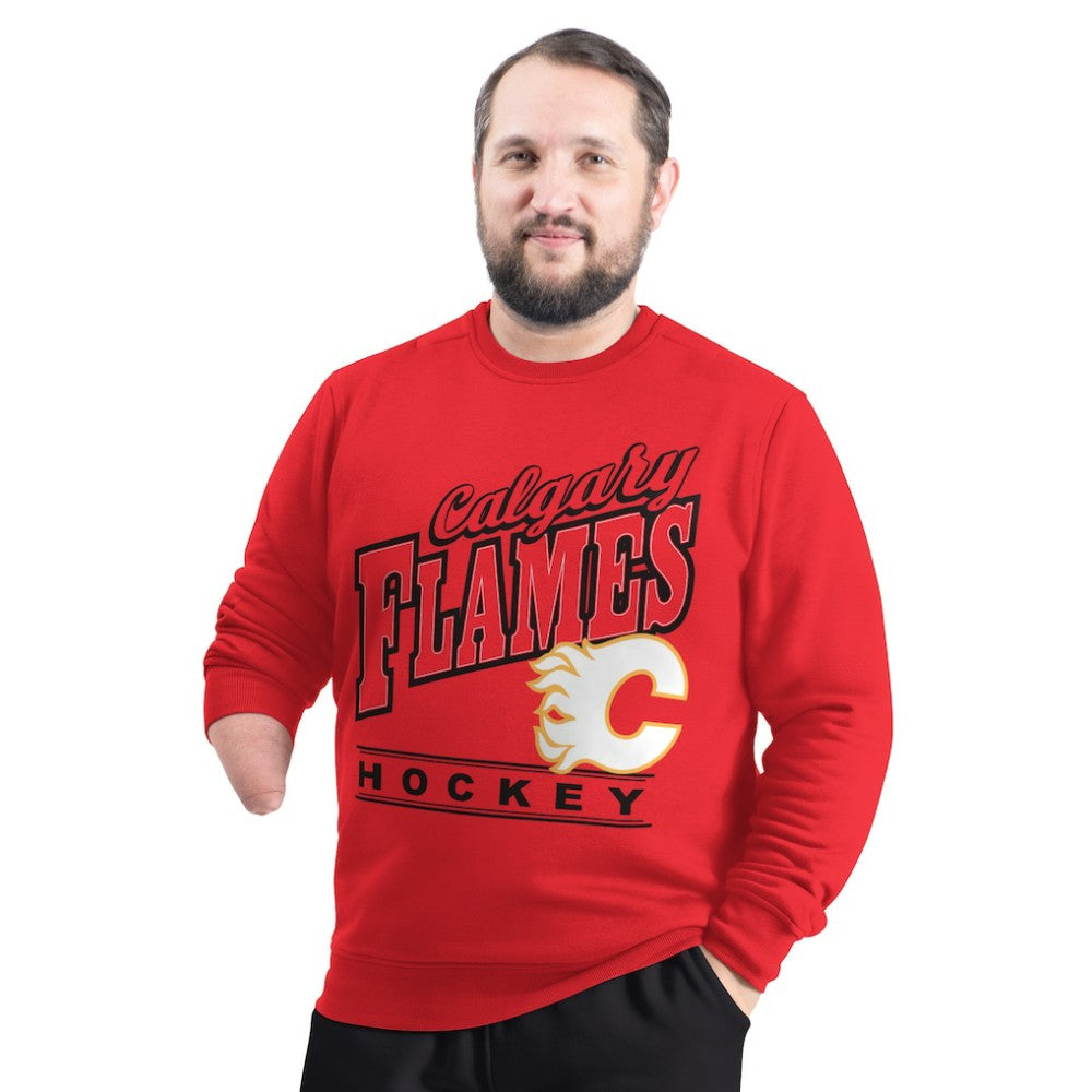 Calgary Flames G-III Sports by Carl Banks Adaptive Headliner Fleece Sweatshirt - Red | NHL Lifestyle