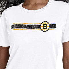 Boston Bruins Starter Women's Team Stripe T-Shirt - White | NHL Clearance