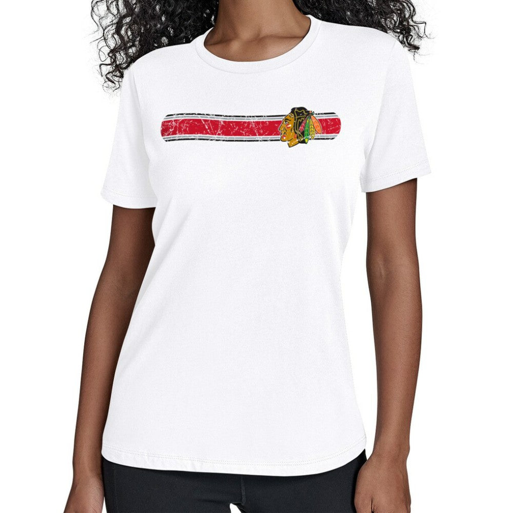 Chicago Blackhawks Starter Women's Team Stripe T-Shirt - White | NHL online