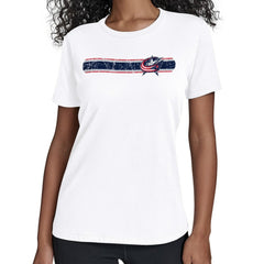 Columbus Blue Jackets Starter Women's Team Stripe T-Shirt - White | NHL Lifestyle
