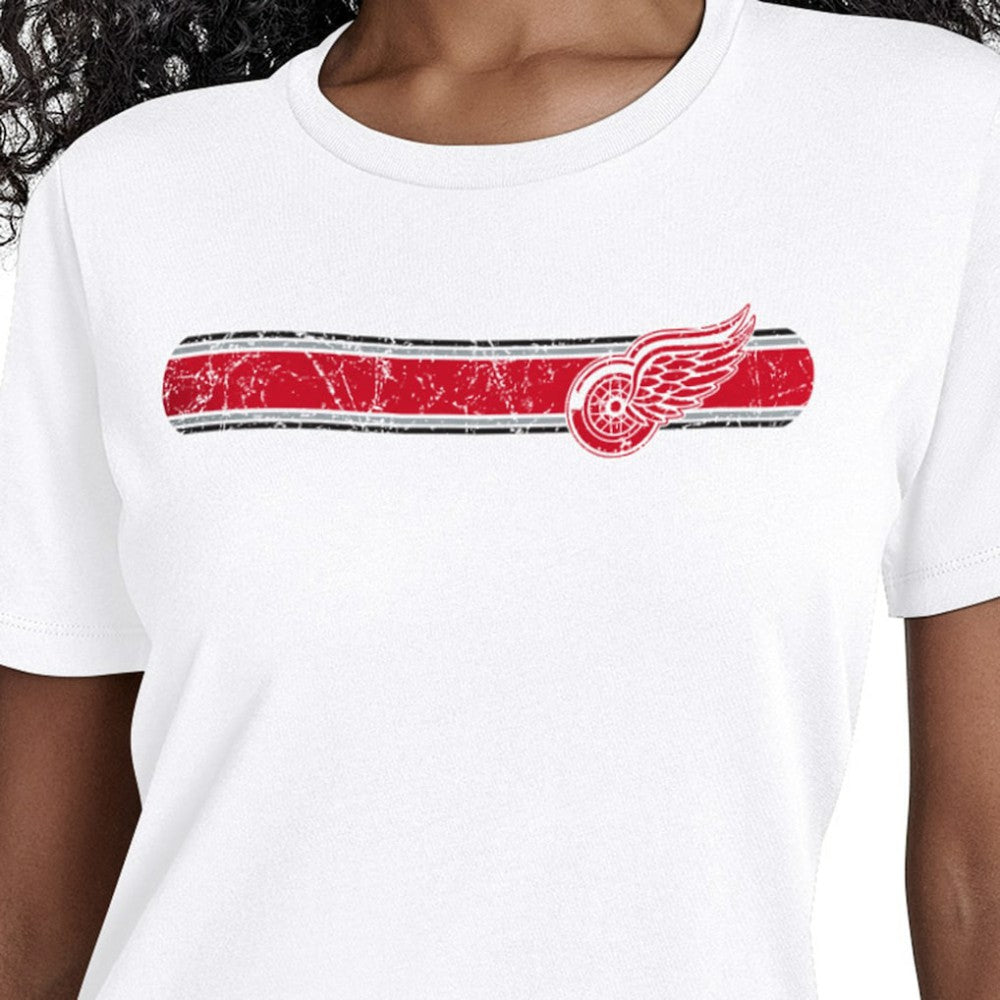 Detroit Red Wings Starter Women's Team Stripe T-Shirt - White | NHL Lifestyle