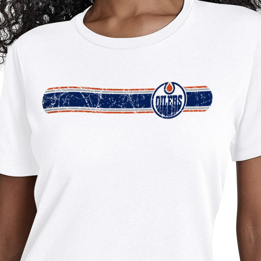 Edmonton Oilers Starter Women's Team Stripe T-Shirt - White | NHL sale