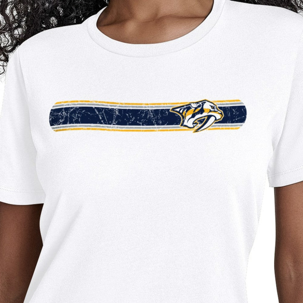 Nashville Predators Starter Women's Team Stripe T-Shirt - White | NHL discount