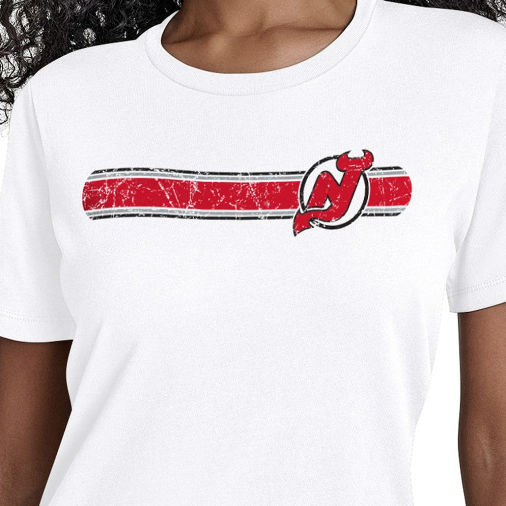 New Jersey Devils Starter Women's Team Stripe T-Shirt - White | NHL on sale