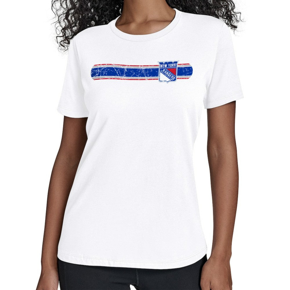 New York Rangers Starter Women's Team Stripe T-Shirt - White | NHL on sale